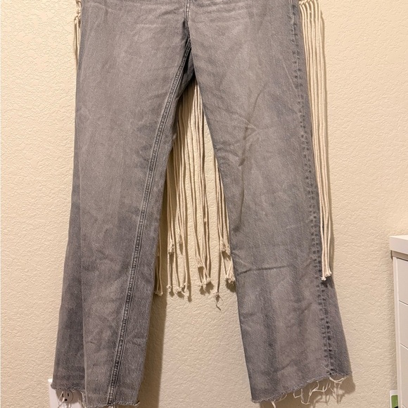 Zara Light Gray Wide Leg Baggy Denim Pants Size 10 | High-Waisted Casual Trendy - Picture 2 of 3
